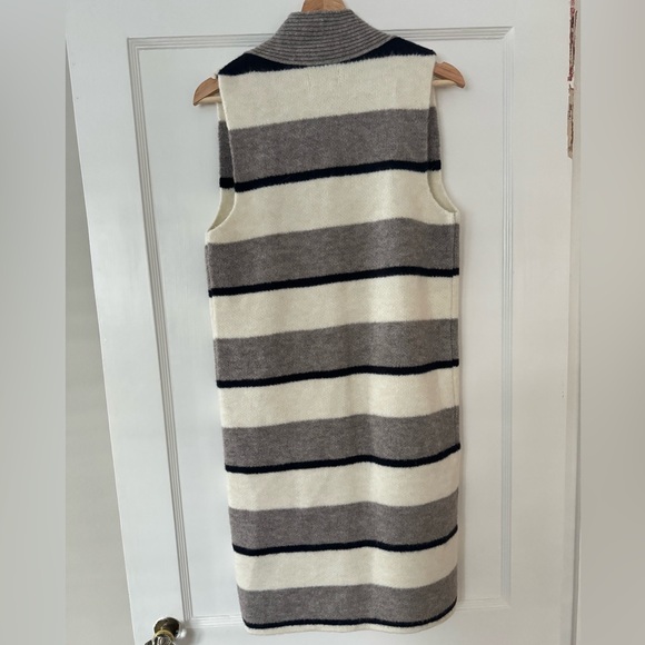 EUC Anthropologie duster length vest // XS // grey and white stripe - Picture 2 of 5